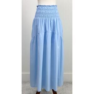 Starkx Light Blue Athena Cotton Smocked Midi Skirt